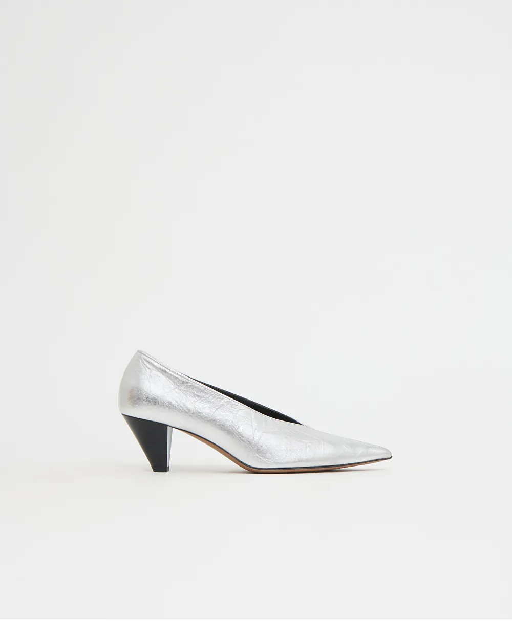 Mansur Gavriel Kiki Heel Crinkled Silver (1) Mansur Gavriel Kiki Heel Crinkled Silver