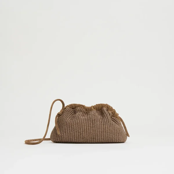 Mansur Gavriel Mini Cloud Clutch Anise Raffia Suede